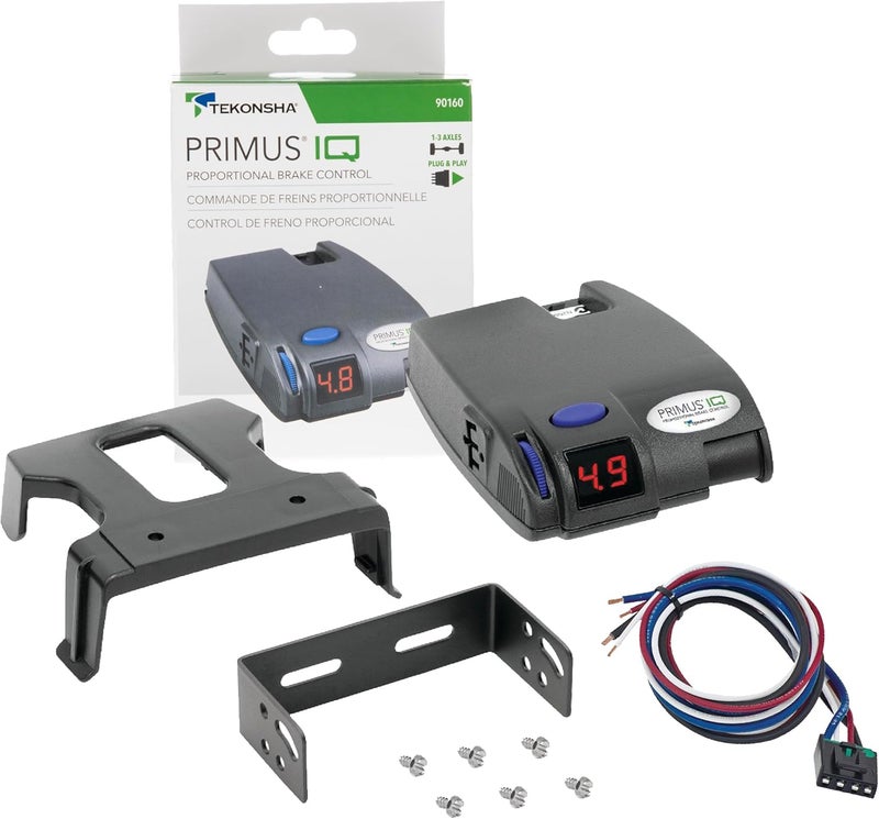 Tekonsha 90160 Primus IQ, Proportional Brake Controller for Trailers with 1-3 Axles, compatible with Ford, GM, Chevy, Dodge, RAM, Toyota, Jeep. Wiring Harness Sold Separately. - Image 1